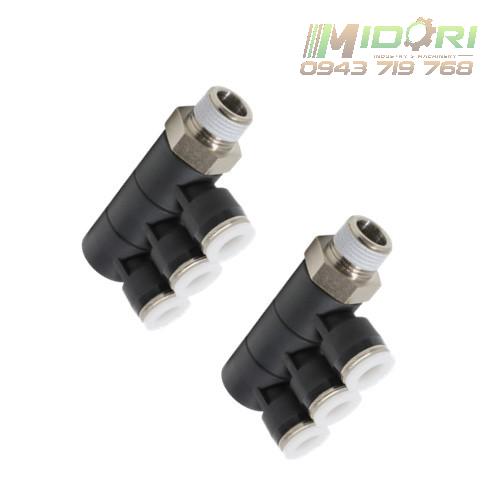 Đầu nối khí nén khớp nối dạng khuỷu tay 3 tầng PHT3/8-03 Pisco